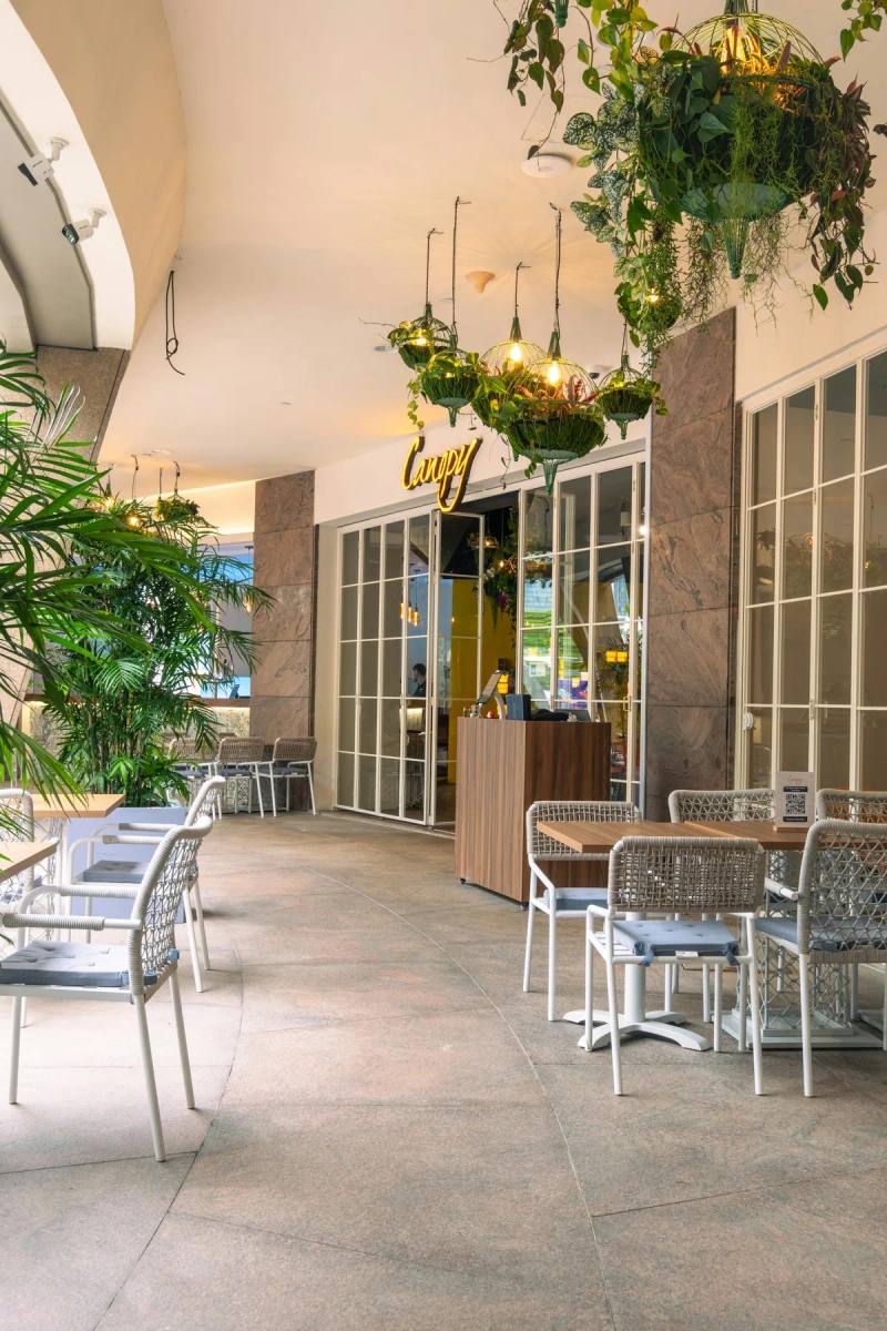 Alfresco tables outside Canopy Esplanade
