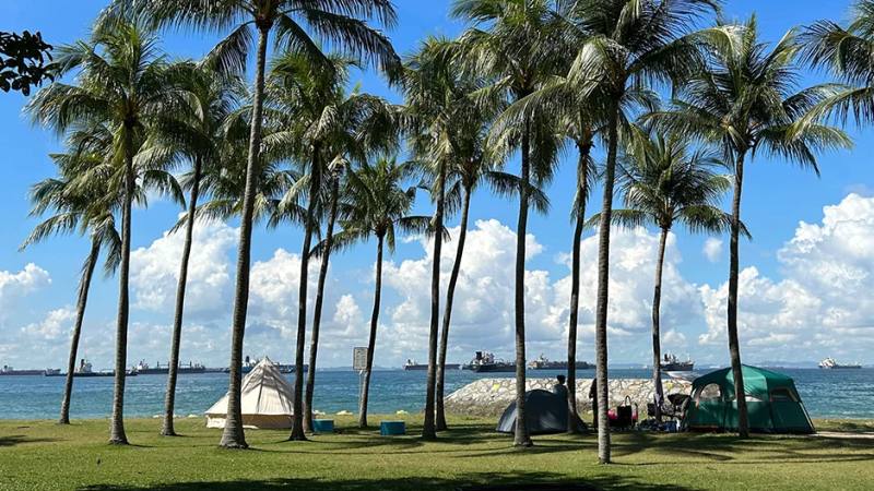 East Coast Park shoreline, the wider park containing Parkland Green