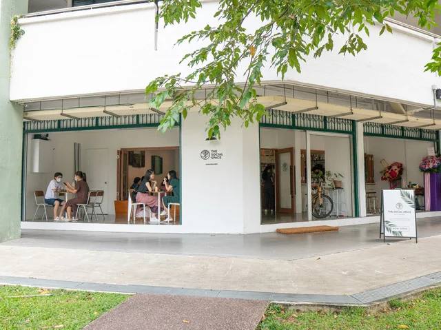 The Social Space Potong Pasir storefront and outdoor seating. Courtesy of The Social Space.